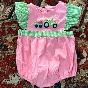 Tractor Watermelon Theme Gingham Bubble